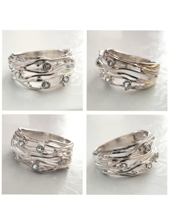 925 Sterling Silver Jewelry - Topaz Art Nouveau Woven Wave Custom 925 Sterling Silver Ring Sz 8